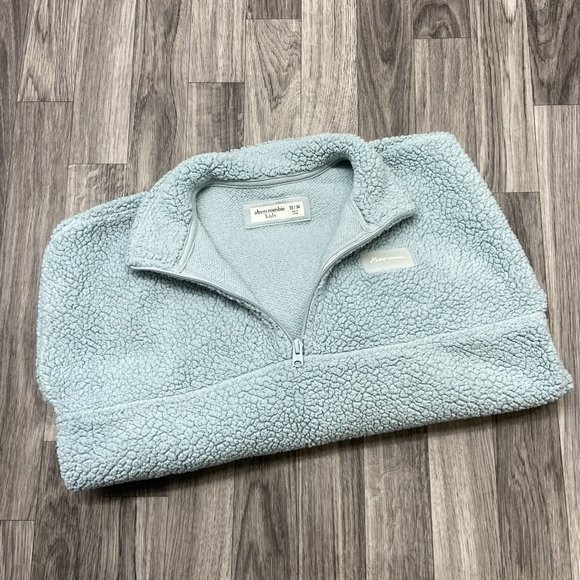 ABERCROMBIE 1/4 Zip Collared Blue Pullover Fleece Jacket Girl's Size 13 / 14